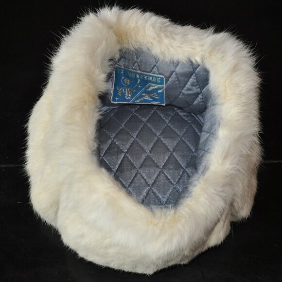 Rabbit Fur Ivory Trapper Hat Ear Flap Après Ski SM Unisex - Picture 11 of 11